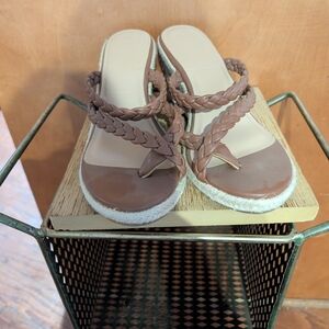 JustFab Brown Braided Espadrille Sandals